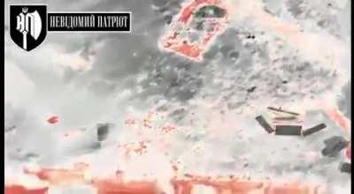 Ukrainian drone dropping munitions on Russian infantry in their positions, October 2022.