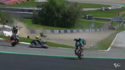 Bike Misses Other Rider by inches @ Austria 2020 MotoGP