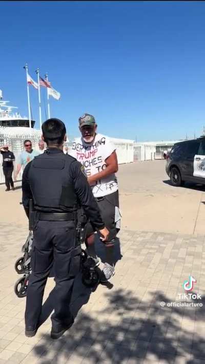 Maga cyclist arrested for assaulting elderly and disabled Kamala Harris supporter 