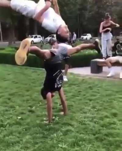 Doing a backflip...