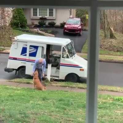 Winnie loves her mailman