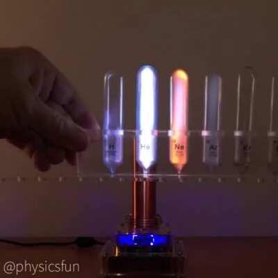 Elemental gases in front of a Tesla coil