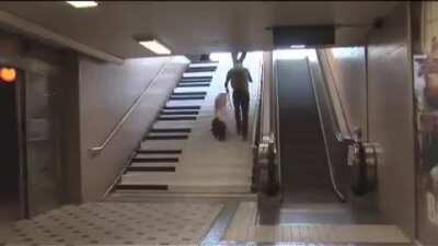 An elegant and fun solution to get people to use stairs instead of escalators