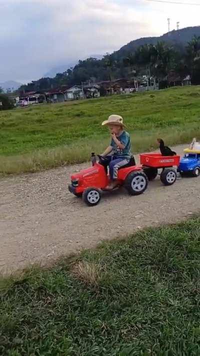 Little Cowboy And His Best Friends Going On An Adventure