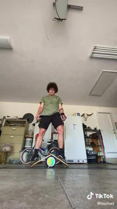 Dude backflips onto his balance board (bschad on tik tok)