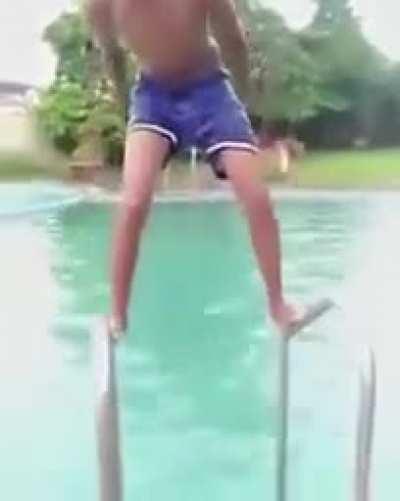 What could go wrong trying to do a flip in a pools handrail