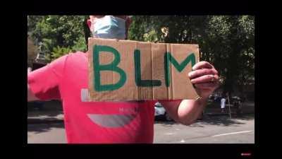 White BLM protestor says the n-word, tries justifying his use of the slur.