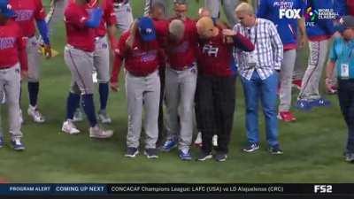 Slo-mo of Puerto Rico's celebration and Edwin Diaz needing to be helped off  : r/baseball