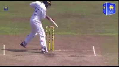 Dhananjaya gets himself bowled..Kinda