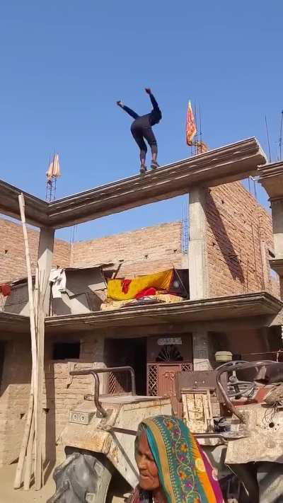 Crazy dude jumps