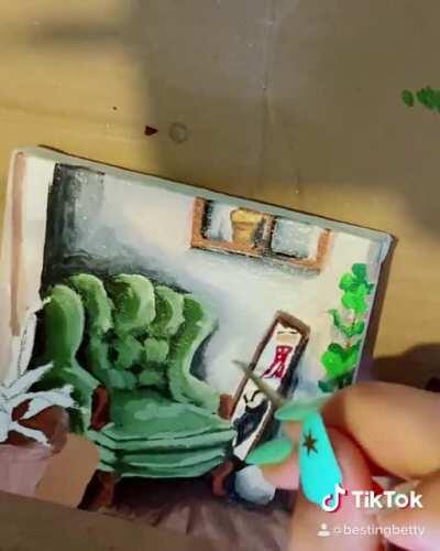 Since y’all liked the last one: teeny tiny paintings of cozy places