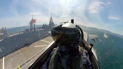 F-16 pov of low fly by next to the TCG Anadolu [video]