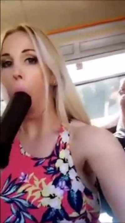 Busty Bimbo Going Absolutely Wild on a Train