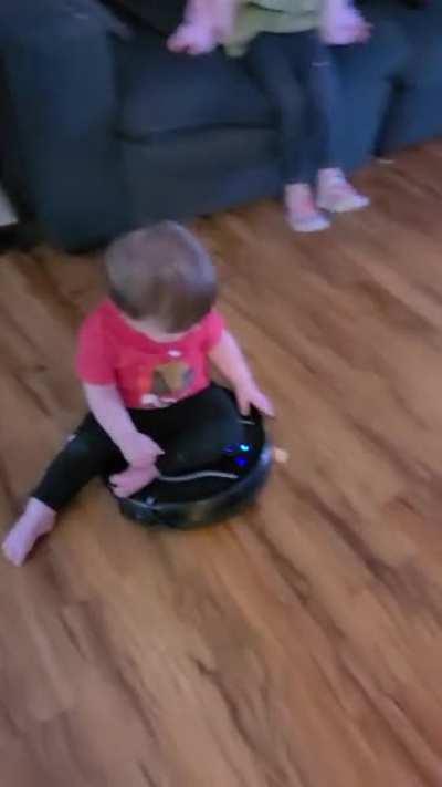 I don't know what impressed me more, my 1 year old figuring this out, or the vacuum working with 25lbs on it.