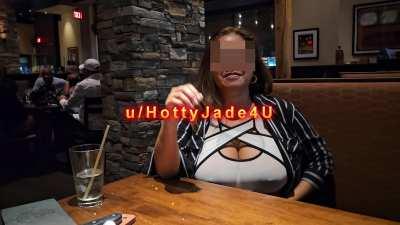 Teasing pub servers with my BIG NRI titties and dark areolas