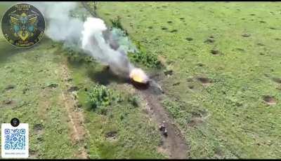 Ukrainian FPV drone of the 15th BrOP turned a BMP-2 into a fireball which surprisingly didnt cook off all the ammo until shortly after