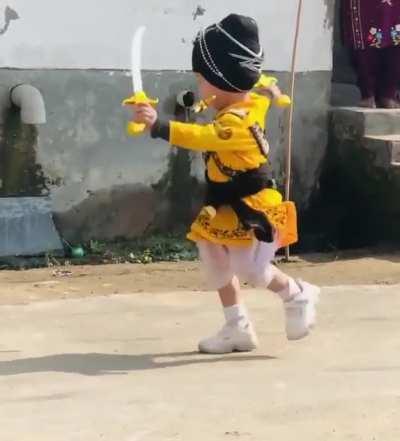 Cute Baby Sikh training in Sikh Martial Arts called Gatka