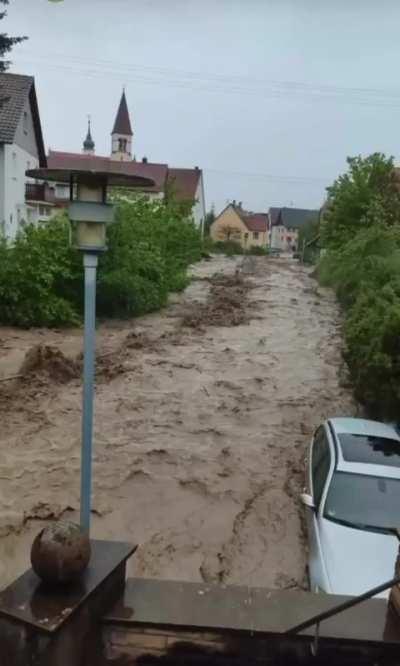 May 2, 2024 - Flash floods in Baden-Württemberg, Germany; People reported trapped in cars.