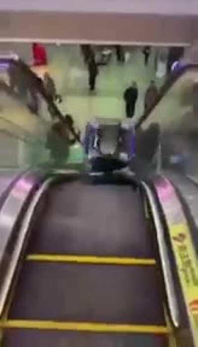 WCGWr falling down an escalator