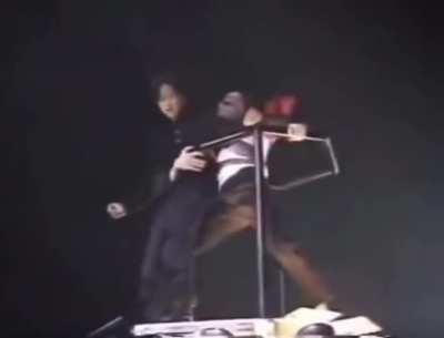 Michael Jackson did a concert in Seoul in 1996 and a fan climbed the crane up to him. MJ held him tightly to prevent him from falling, all while performing Earth Song