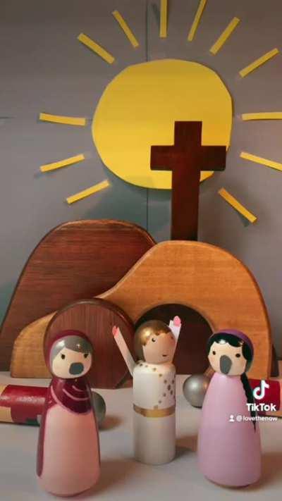 Hand made and painted wood characters by my mother. Cute video I made for kids #love