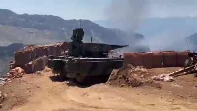 Turkish KORKUT SPAAG used against PKK  mountain holes   northern Iraq, Tepe Bahar.