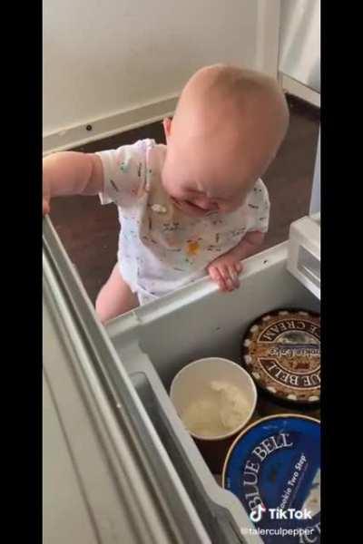 baby caught eating ice cream and dies