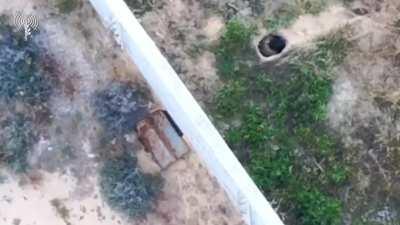 Hamas militant in Gaza bombed after enterring a tunnel.