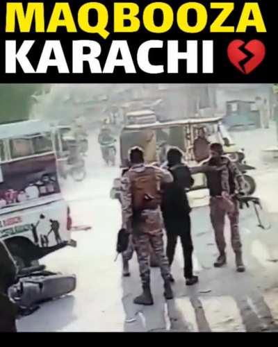 Paramilitary Rangers beat a youth in #Karachi after hitting his bike with their vehicle. Reasons are unknown