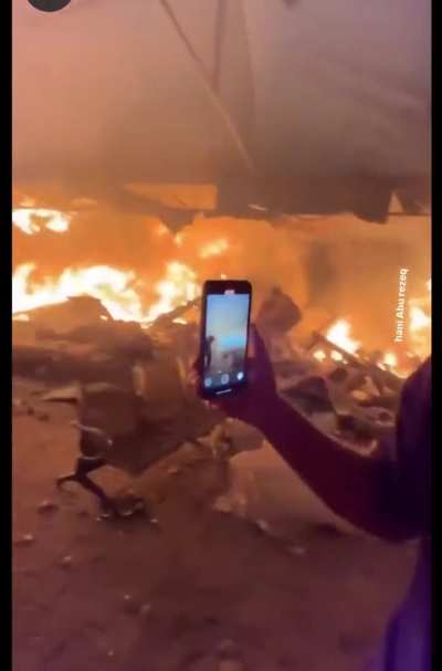 Ammo cooking off in Gaza yesterday 13 Oct 24.. btw these tents are connected to Al-Aqsa Martyrs Hospital in central Gaza's Deir al-Balah.  (Presumably Hamas ammo)