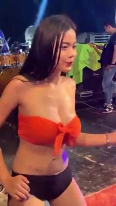 Glistening Asian Bikini Stage Dancer