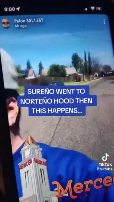 Sureno pulls up to norteno hood in Merced and get put in the hospital 