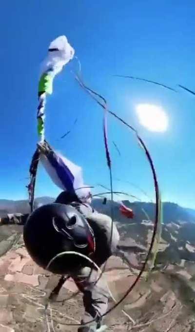 Skydiver in life or death struggle deploys backup chute to cheat death.