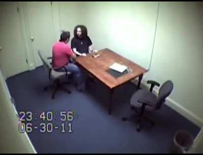 Confessed murderer Stephen McDaniels keeps his body eerily still during a 2-hour interrogation