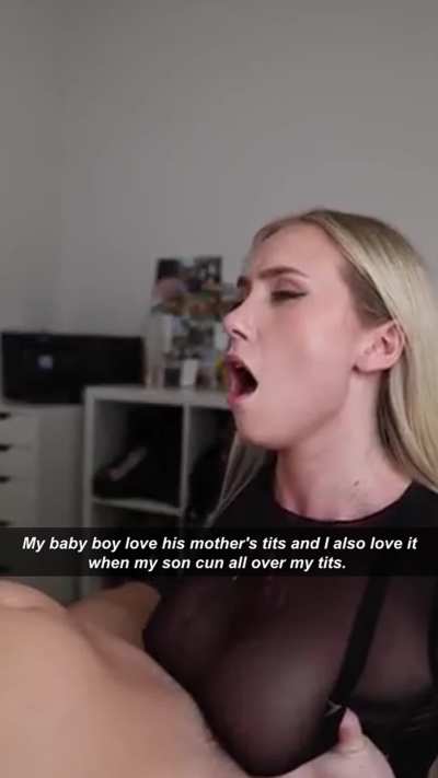 My baby boy love his mother's tits