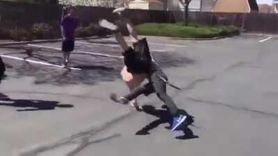 Bodyslam Knockout In Parking Lot Fight