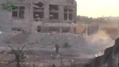 Free Syrian army shoot and kill fleeing SAA fighters. Aleppo, Syria. NSFW