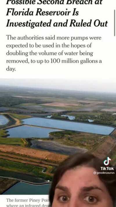 4/1/2021: Piney Point, Florida - Leaks are discovered in a holding pool containing wastewater full of nitrogen, phosphorus, ammonia, and small amounts of radium and uranium. They are pumping the leaked water into Tampa Bay.