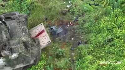 ukraine soldier jumps on a mine