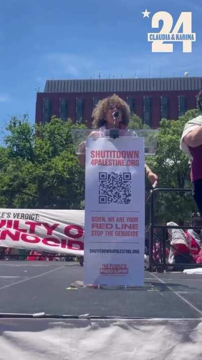 🎤🔥Claudia at The Peoples Red Line action in DC: “We understand that the reason we are suffering a housing crisis, that we cannot access healthcare or education, that our migrants are being attacked is for the same reasons the U.S. imperialists launch war 