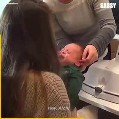 Baby listening for the first time