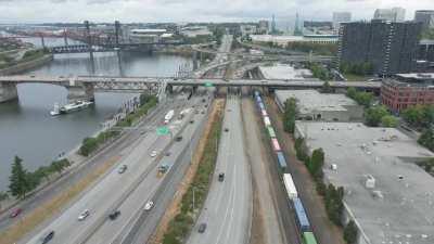 Portland By Drone: Downtown from Burnside Bridge