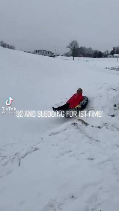 Sledding for the first time