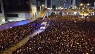 Hong Kong protesters give way to ambulance