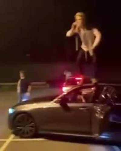 Jumping from the top of a car