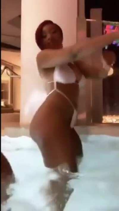 Megan Thee Stallion - Thick booty in a white thong