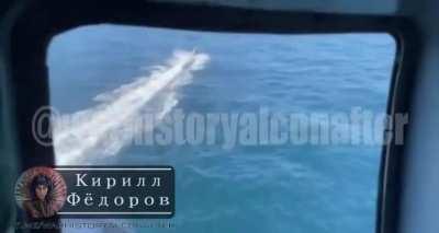 Russian KA-29 helicopter destroys a Ukranian naval drone that had a R-73 air to air missile on it