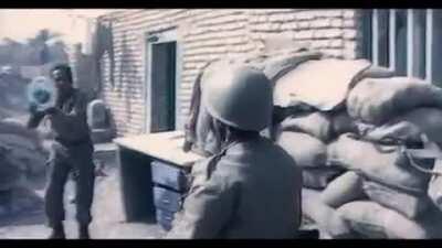 Iranians liberate Khorramshahr, Iran - Iraq war. Because of the Iraqi invasion and recapture this city was later titled 