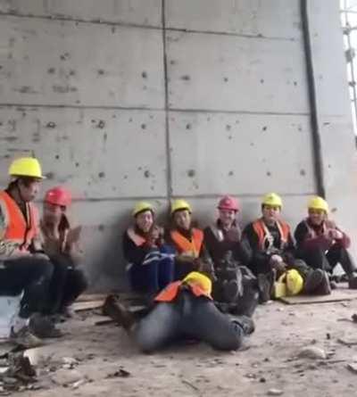 Construction worker with smooth dance moves