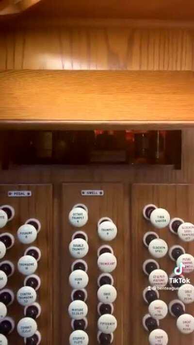 This organ has a special stop switch that opens a hidden liquor cabinet